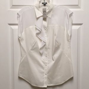 White ,sleeveless ruffle top,size -2,